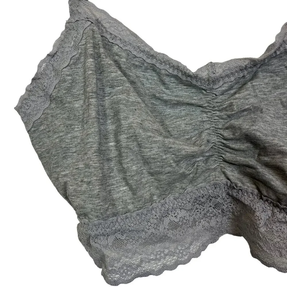 VICTORIA'S SECRET Heather Gray Lace Trim Wireless Unlined Bralette Casual Bra L
